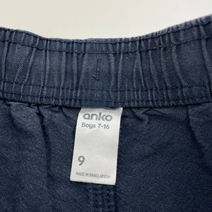 Boys Anko, navy cotton shorts, elasticated (wash fade), FUC, size 9,  