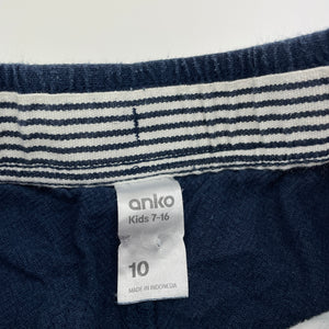 Boys Anko, navy linen / cotton shorts, elasticated, GUC, size 10,  