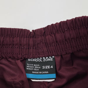Unisex SCHOOL ZONE, marron school sports shorts, elasticated, EUC, size 4,  