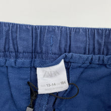 Load image into Gallery viewer, Boys Zara, blue linen / cotton shorts, elasticated, GUC, size 13-14,  