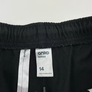 Unisex Anko, black school shorts, elasticated, EUC, size 14,  