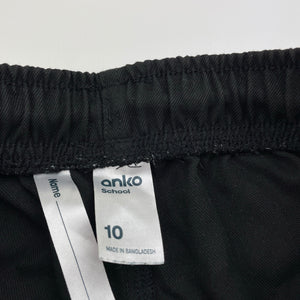 Unisex Anko, black school shorts, elasticated, EUC, size 10,  