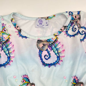 Girls Cheeky Chickadee, soft-feel elastic waist dress, koala seahorse (light marks), FUC, size 5, L: 58cm