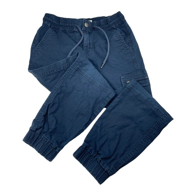 Boys Country Road, navy stretch cotton casual pants, elasticated, inside leg: 54cm, GUC, size 8,  