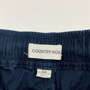 Boys Country Road, navy stretch cotton casual pants, elasticated, inside leg: 54cm, GUC, size 8,  