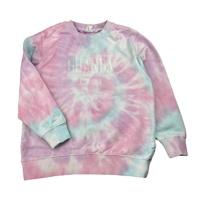 Girls GHANDA, tie-dyed  cotton sweater / jumper (marks front & back), FUC, size 5-6,  