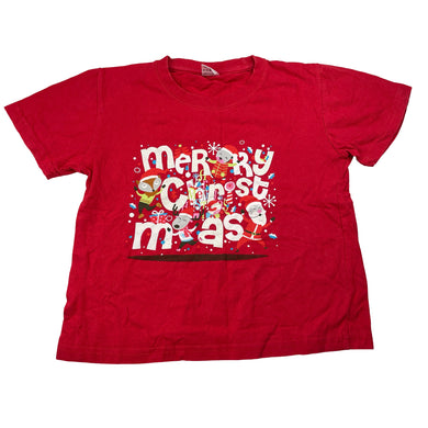 Unisex red, cotton Christmas tee / top, GUC, size 6,  