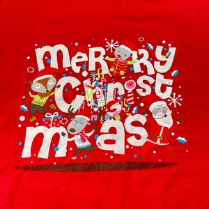 Unisex red, cotton Christmas tee / top, GUC, size 6,  