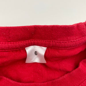 Unisex red, cotton Christmas tee / top, GUC, size 6,  