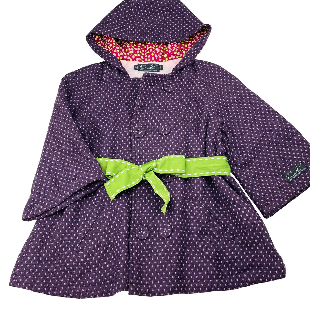 Girls Oobi, cotton-lined jacket / coat (top button missing, spare attached), GUC, size 5-6,  