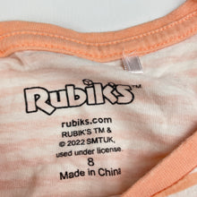 Load image into Gallery viewer, Unisex Rubik&#39;s, Cube coral stripe cotton tee / top, GUC, size 8,  