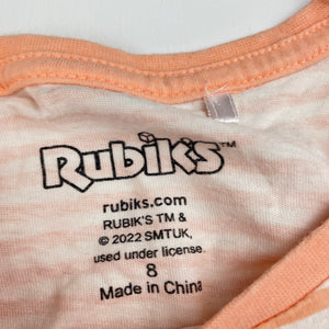 Unisex Rubik's, Cube coral stripe cotton tee / top, GUC, size 8,  