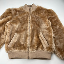Load image into Gallery viewer, Girls lined, faux fur jacket (no labels), armpit to armpit: 41cm, shoulder to cuff: 52cm, GUC, size 10-12,  