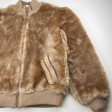 Load image into Gallery viewer, Girls lined, faux fur jacket (no labels), armpit to armpit: 41cm, shoulder to cuff: 52cm, GUC, size 10-12,  