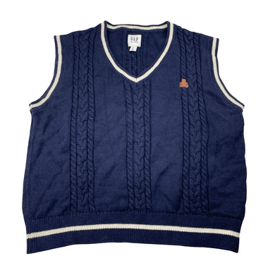 Boys GAP, navy knitted cotton vest / sweater, EUC, size 8-9,  