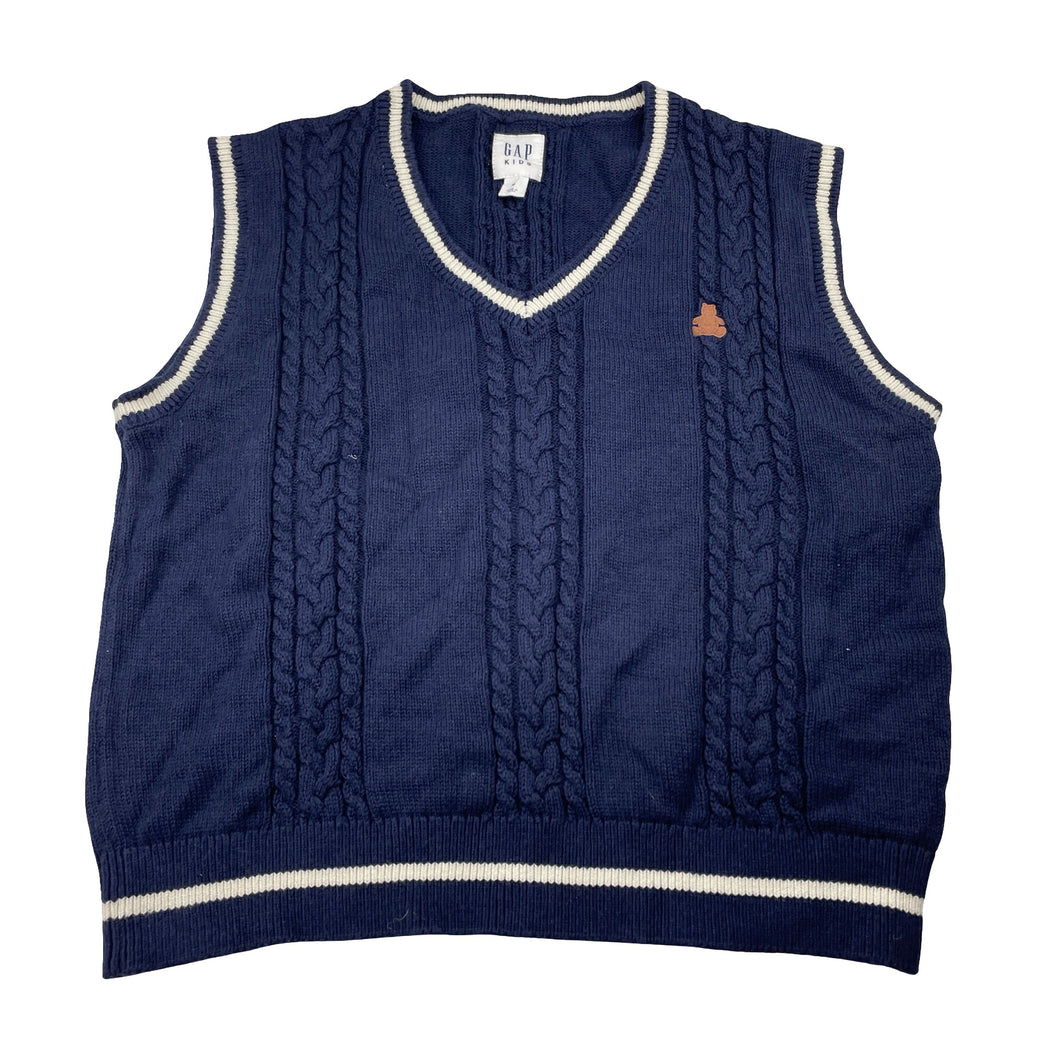 Boys GAP, navy knitted cotton vest / sweater, EUC, size 8-9,  