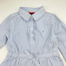 Load image into Gallery viewer, Girls NAUTICA, striped cotton shirt dress, EUC, size 4, L: 55cm