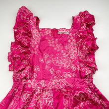 Load image into Gallery viewer, Girls Coco and Ginger, handmade floral silk ruffle playsuit, EUC, size 5,  