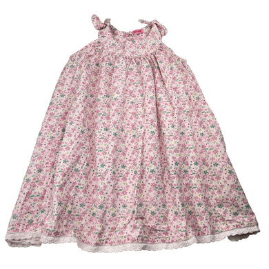 Girls Tickled Pink, floral cotton summer dress, GUC, size 5, L: 57cm