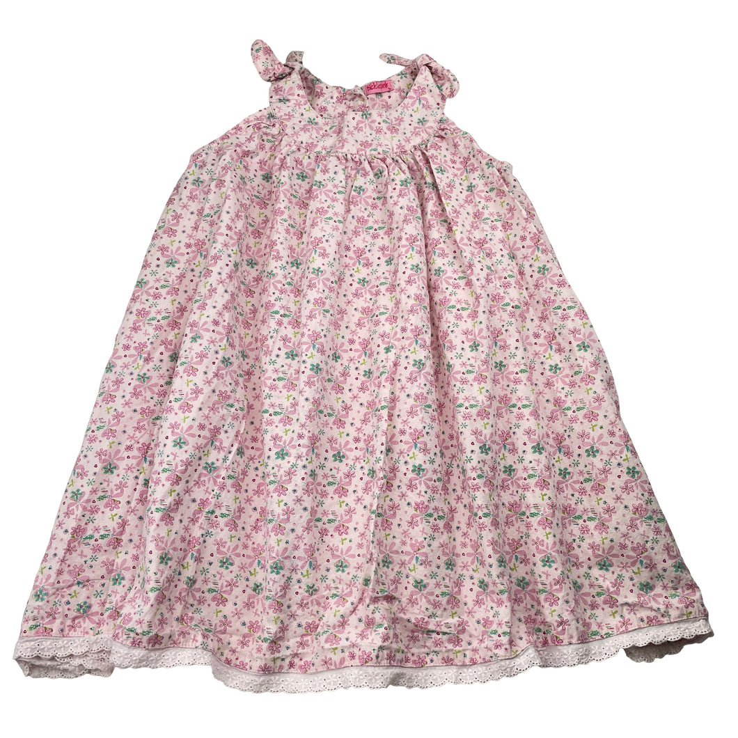 Girls Tickled Pink, floral cotton summer dress, GUC, size 5, L: 57cm
