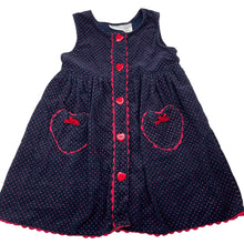 Load image into Gallery viewer, Girls BLUEBERI boulevard, navy corduroy cotton dress, EUC, size 5, L: 56cm