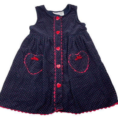 Girls BLUEBERI boulevard, navy corduroy cotton dress, EUC, size 5, L: 56cm