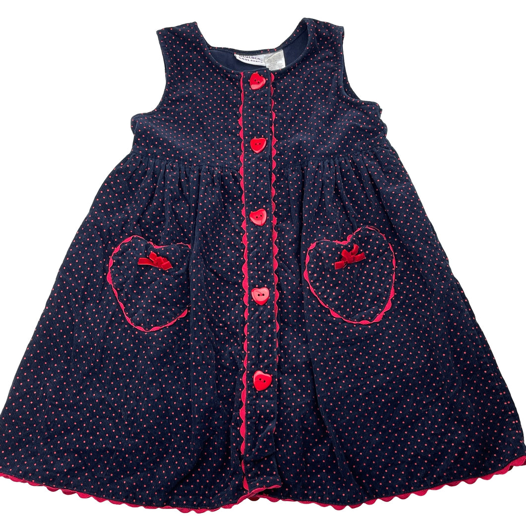 Girls BLUEBERI boulevard, navy corduroy cotton dress, EUC, size 5, L: 56cm