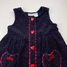 Load image into Gallery viewer, Girls BLUEBERI boulevard, navy corduroy cotton dress, EUC, size 5, L: 56cm