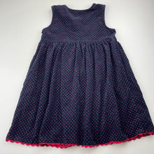 Load image into Gallery viewer, Girls BLUEBERI boulevard, navy corduroy cotton dress, EUC, size 5, L: 56cm