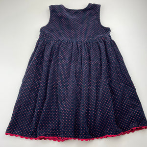Girls BLUEBERI boulevard, navy corduroy cotton dress, EUC, size 5, L: 56cm