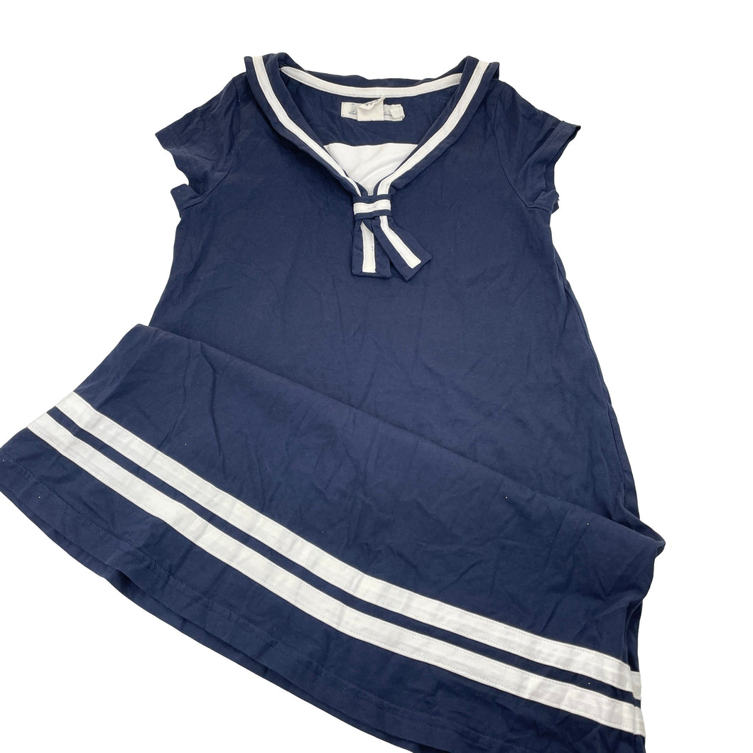 Girls H&M, navy cotton nautical / sailor dress, EUC, size 9-10, L: 69cm