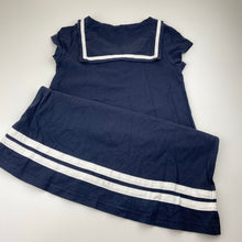 Load image into Gallery viewer, Girls H&amp;M, navy cotton nautical / sailor dress, EUC, size 9-10, L: 69cm