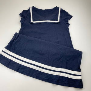 Girls H&M, navy cotton nautical / sailor dress, EUC, size 9-10, L: 69cm