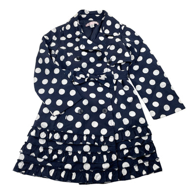 Girls Biscotti, navy & white lightweight trench coat, EUC, size 5,  
