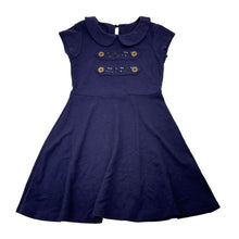 Load image into Gallery viewer, Girls Little Leona, navy stretchy short sleeve dress, EUC, size 5, L: 56cm