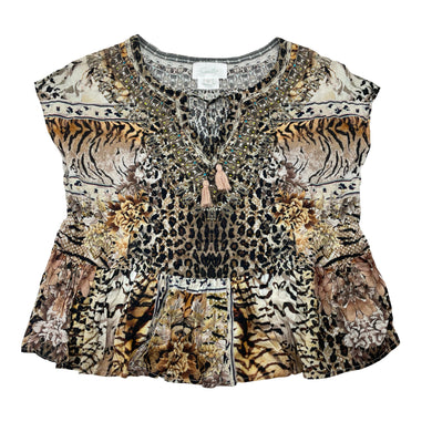 Girls Camilla, embellished lightweight leopard-print top, EUC, size 8,  