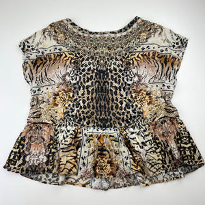 Girls Camilla, embellished lightweight leopard-print top, EUC, size 8,  