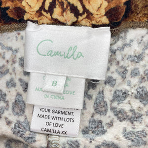 Girls Camilla, embellished lightweight leopard-print leggings, inside leg: 49cm, EUC, size 8,  