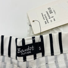 Load image into Gallery viewer, Girls Bardot Junior, black &amp; white stripe pants, adjustable, inside leg: 44cm, NEW, size 5,  