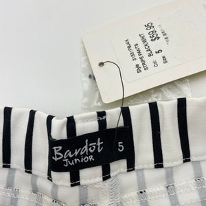 Girls Bardot Junior, black & white stripe pants, adjustable, inside leg: 44cm, NEW, size 5,  