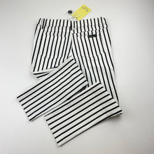 Load image into Gallery viewer, Girls Bardot Junior, black &amp; white stripe pants, adjustable, inside leg: 44cm, NEW, size 5,  