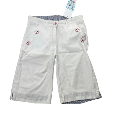 Girls white, stretch cotton shorts, adjustable, NEW, size 6,  