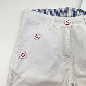 Girls white, stretch cotton shorts, adjustable, NEW, size 6,  