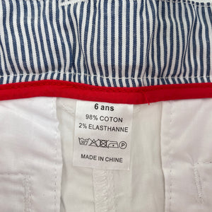 Girls white, stretch cotton shorts, adjustable, NEW, size 6,  