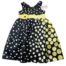 Load image into Gallery viewer, Girls Kids Wear, black &amp; yellow spot party dress, NEW, size 4, L: 61cm