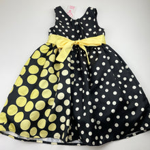 Load image into Gallery viewer, Girls Kids Wear, black &amp; yellow spot party dress, NEW, size 4, L: 61cm