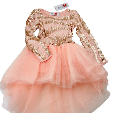 Girls Alyssia Couture, lined tulle, lace & sequin party dress, NEW, size 6, L: 50cm at front