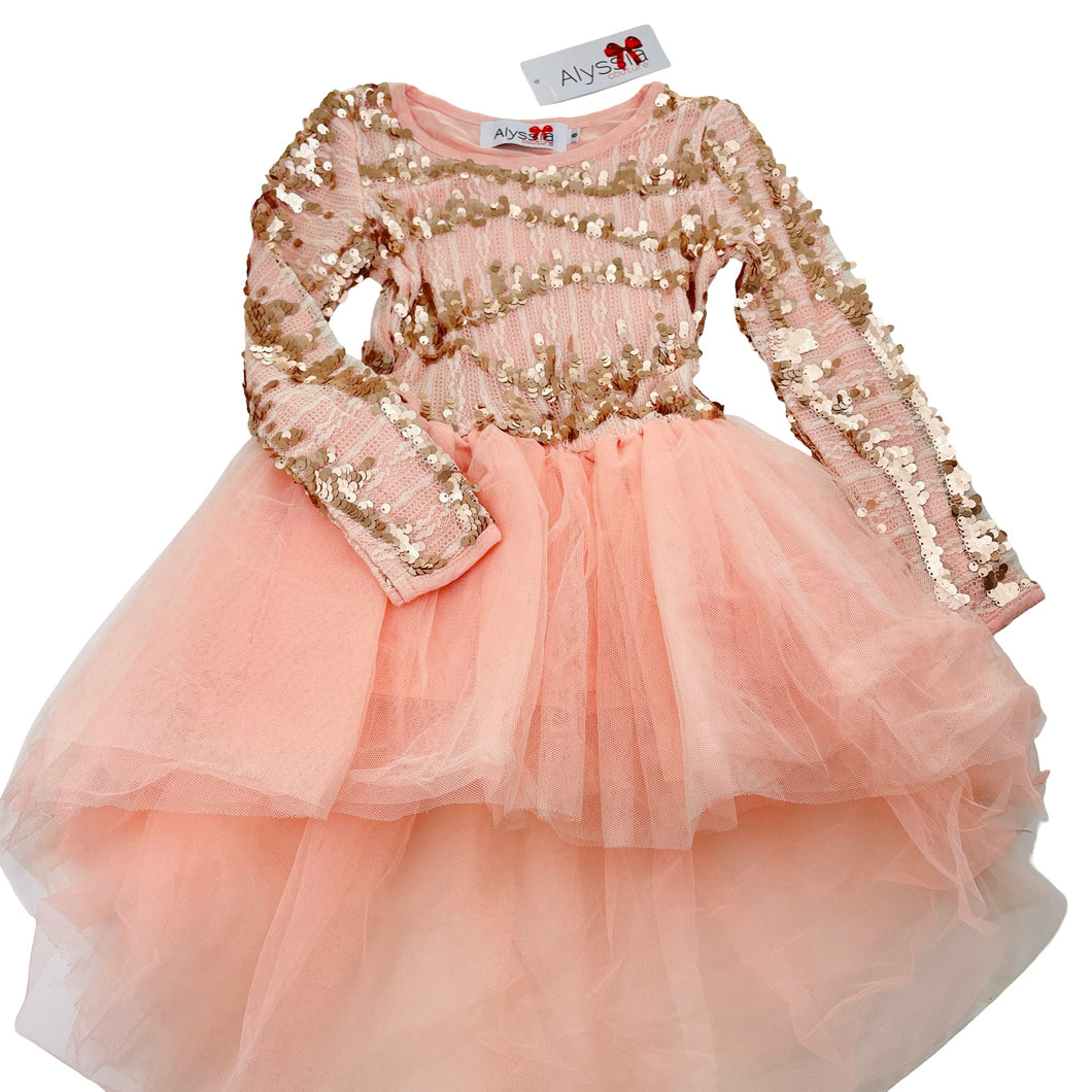 Girls Alyssia Couture, lined tulle, lace & sequin party dress, NEW, size 6, L: 50cm at front
