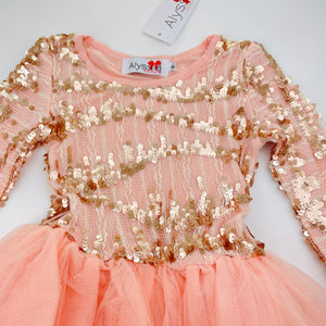 Girls Alyssia Couture, lined tulle, lace & sequin party dress, NEW, size 6, L: 50cm at front