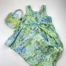Load image into Gallery viewer, Girls Blue Ginger, floral cotton summer dress &amp; matching bag, NEW, size 8, L: 78cm